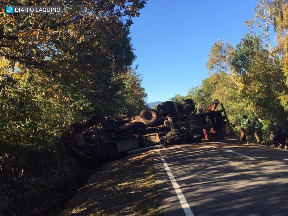 Camión volcó con tres ocupantes en la ruta Los Lagos-Riñihue