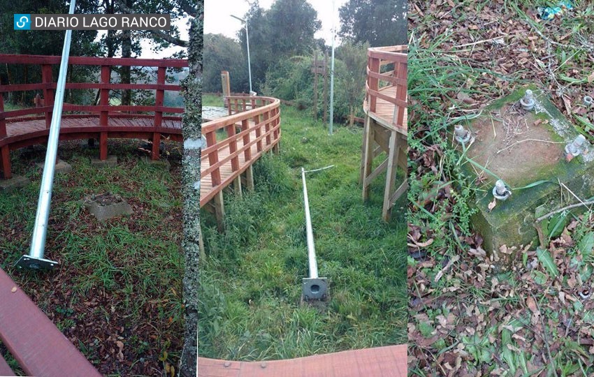 Desconocidos robaron luminarias de dos miradores de Lago Ranco