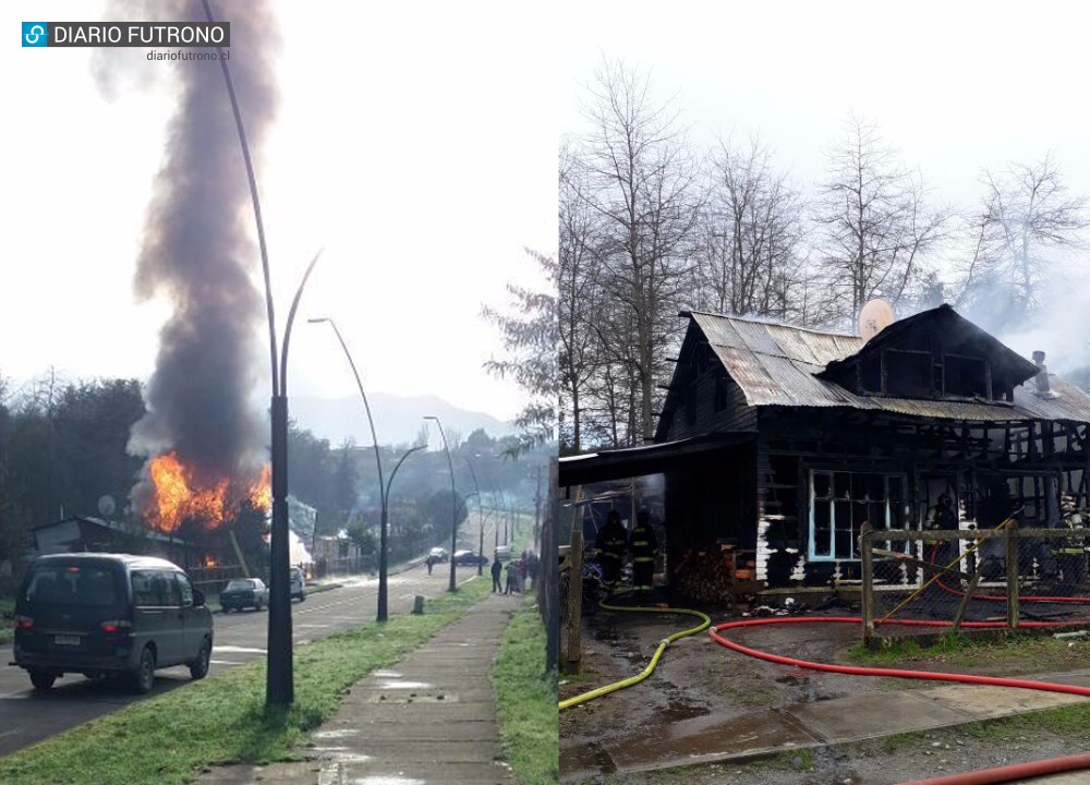 Fuego destruyó casa en sector Costanera: familia debió escapar por un techo