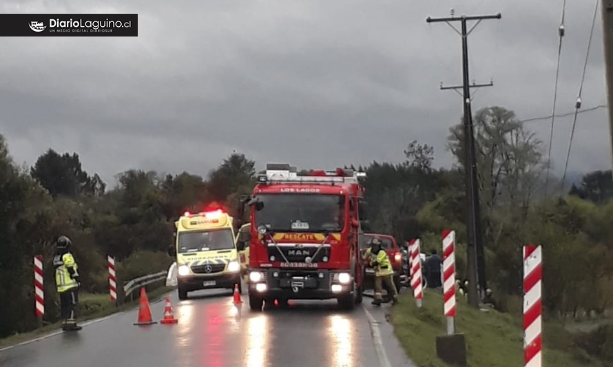 Furgón volcó en acceso a puente Quinchilca en Los Lagos