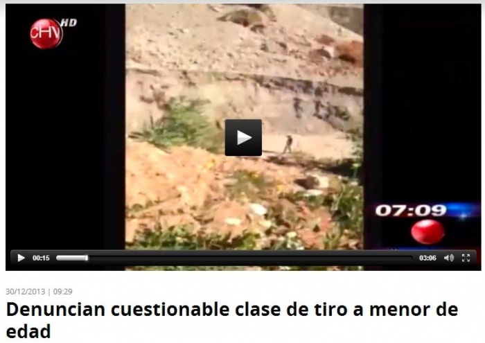 Chilevisión denunció a un supuesto carabinero futronino que enseña a disparar a un menor de edad