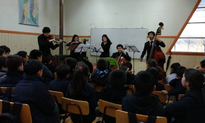 Quinteto de músicos Uach cierran ciclo itinerante en escuelas rurales de Los Lagos