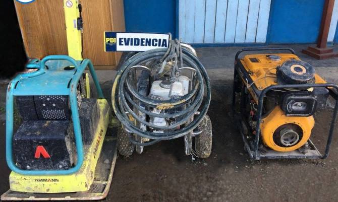 Máquinas y herramientas robadas en Paillaco aparecieron en sector rural de Los Lagos