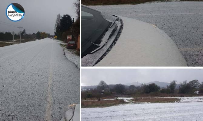 Granizo cubrió tramo de la ruta entre Purey y Los Lagos