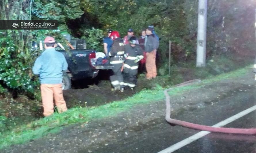 Camioneta se salió del camino cerca del cruce Quinchilca