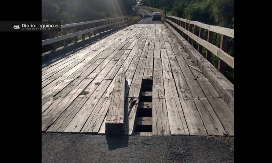 Vecinos denuncian mal estado de puente Pichaura en Los Lagos