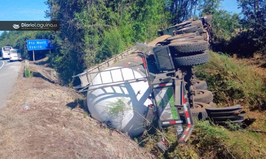 Camión volcó en ruta 5 comuna de Los Lagos