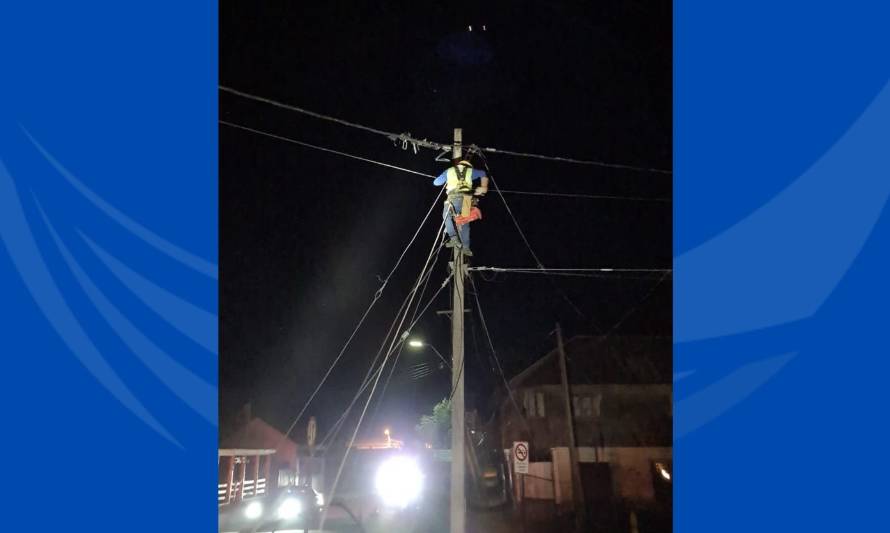 Saesa trabaja en la reparación de poste dañado en Los Lagos