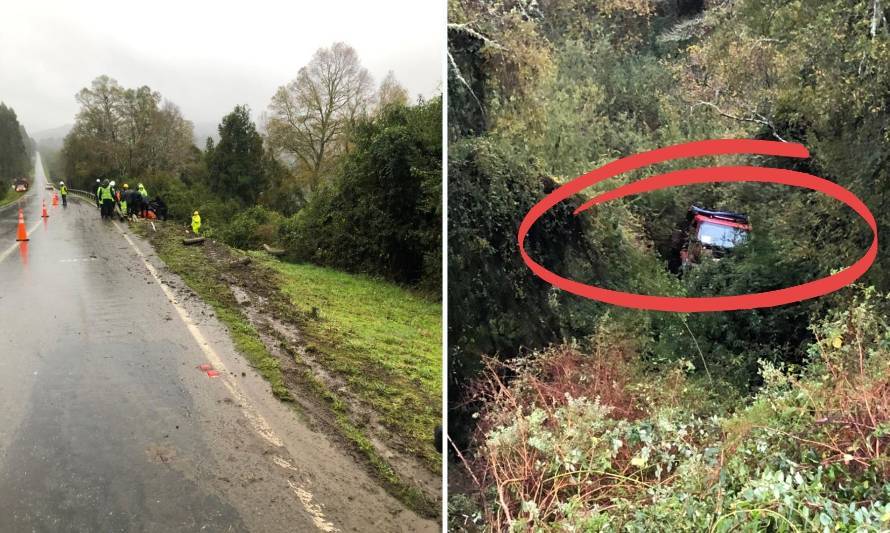 Alarma por volcamiento de camión a más de 30 metros en cuesta Melefquén