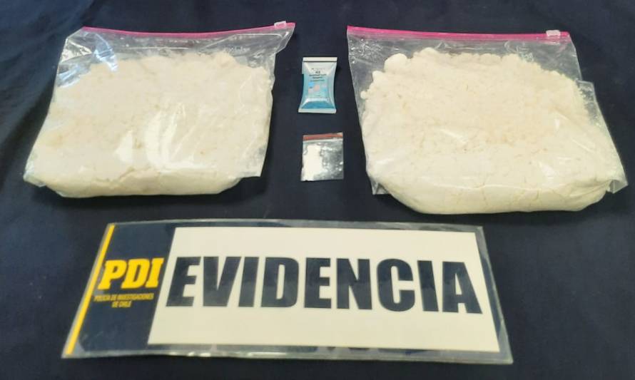 PDI detuvo a pareja en Los Lagos:  Se incautaron casi 2 kilos de cocaína
