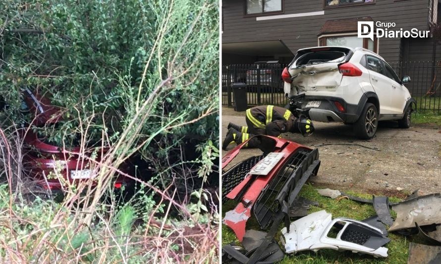 Auto cae a barranco tras aparatoso accidente en Valdivia 