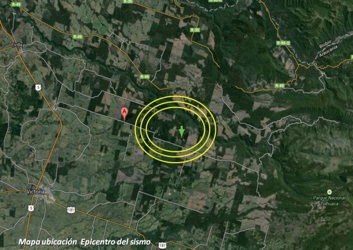 Sismo de menor intensidad se percibió en las regiones de la Araucanía y Los Ríos