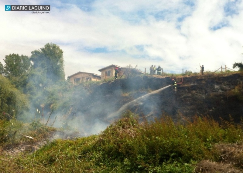 Bomberos controló quema de pastizales en sector de difícil acceso