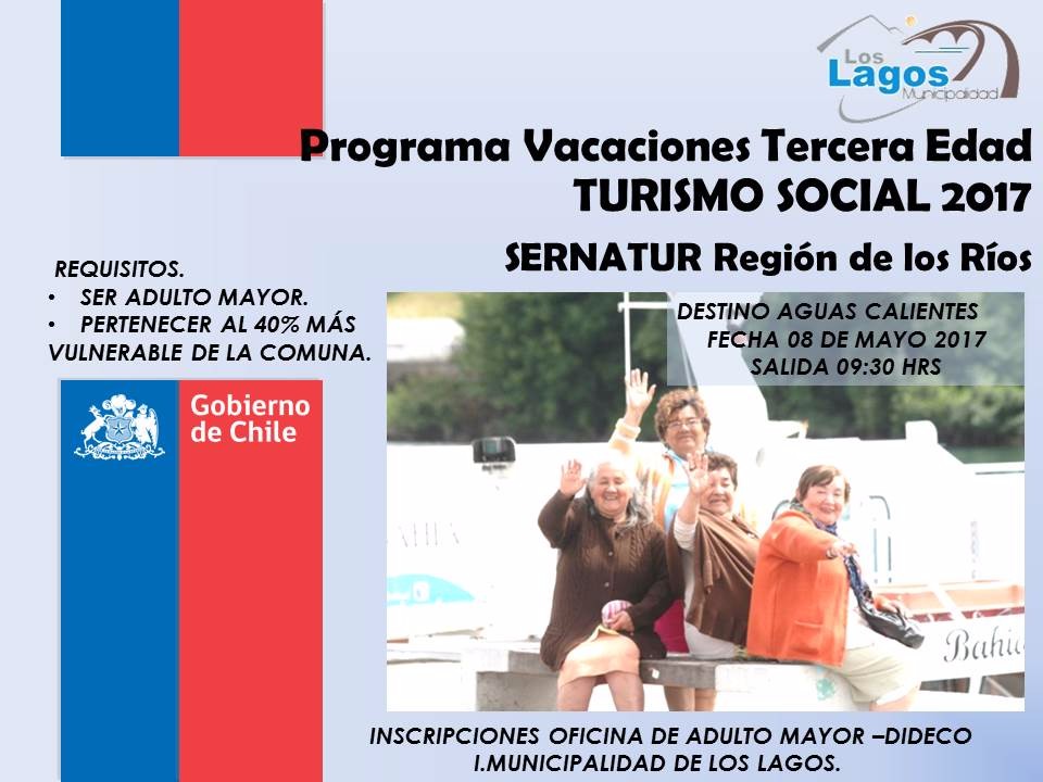 Invitan a adultos mayores de Los Lagos a sumarse a programa de Turismo Social